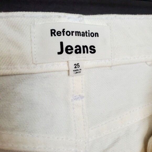 Reformation Cynthia High Rise Straight Jeans White Flora Embroidery NWT - Picture 9 of 14